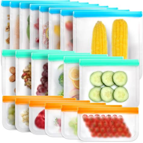 Amazon.com: Vosyinm 12 Pack Reusable Ziplock Bags,Silicone Bags Freezer ...