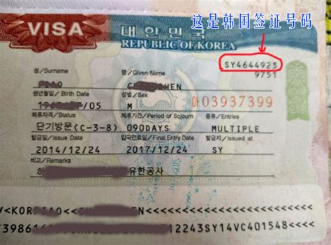 韩国护照签证号码在哪儿_百度知道