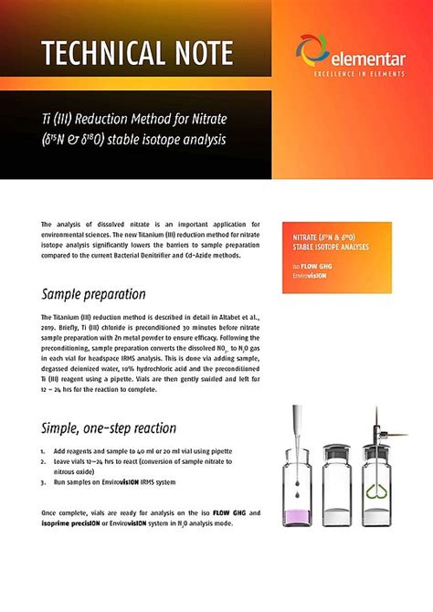 Ti (III) reduction method for nitrate stable isotope analysis - Elementar