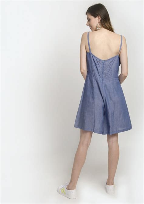 Alable Thin Strap Sleeveless Large Hemline Mini Dress