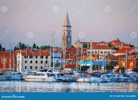 Evening at Port on the Adriatic Sea in Izola Fishing Village, Slovenia ...