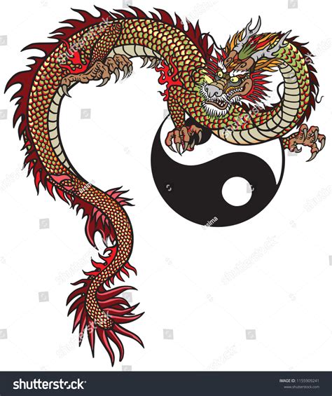 Eastern Dragon Yin Yang Symbol Tattoo Stock Vector (Royalty Free ...