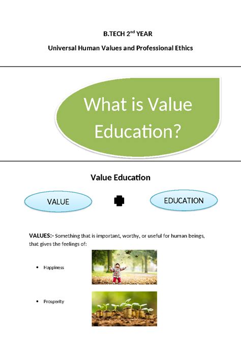 B.TECH 2nd YEAR Universal Human Values & Professional Ethics: Value ...