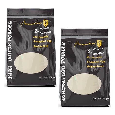 Adequate Foods Whole Egg Powder + Egg White Powder (500 gm + 500 gm ...