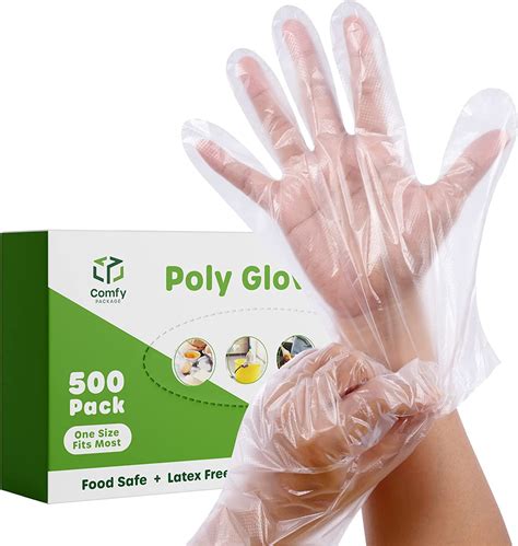 Comfy Package Poly Plastic Gloves Disposable Latex Free Food Prep ...