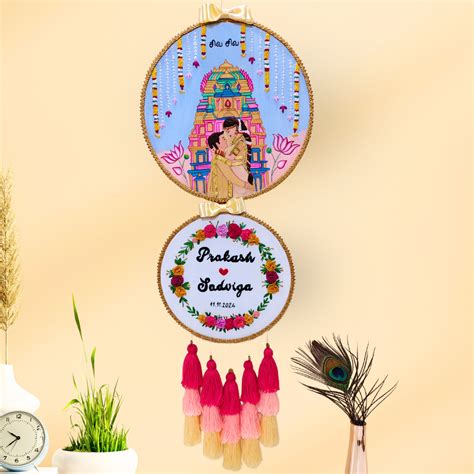 Handcrafted South Indian Customized Wedding Embroidery Hoop | Save the ...