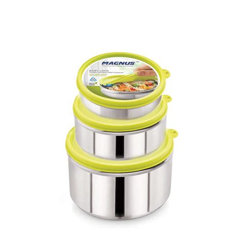 Buy Magnus Stainless Steel Container with Lid - 1380 ml, 3 Pieces ...