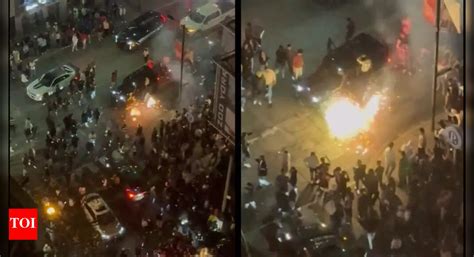 Watch: Crowd blocks Toronto’s busiest intersection, bursts crackers ...