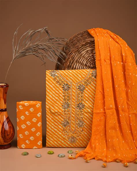 Pure Cotton Gotta patti Work unstitched Suit With Chiffon Dupatta ...