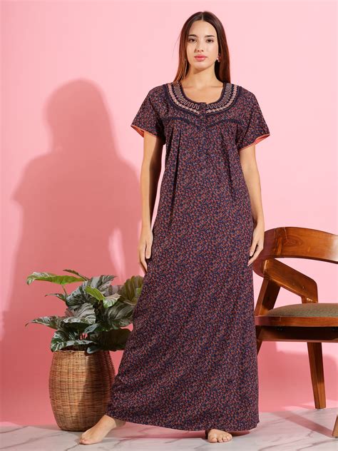 Shop Soft Trendy Dark Blue Designer Nighty for Women Online – 9shines label
