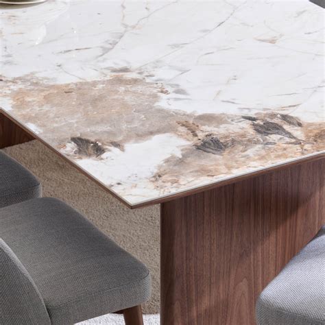 Buy Regent Ceramic Top 8-Seater Dining Set with Chairs - Grey and Brown ...