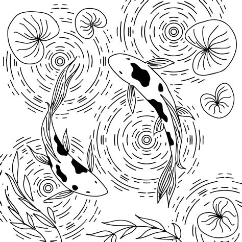 Design Pond Koi Fish Outline Coloring 23404042 Vector Art at Vecteezy