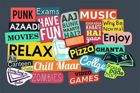 Postergully - College Sticker Collage Humour Wall Art Metal Print 20 x ...
