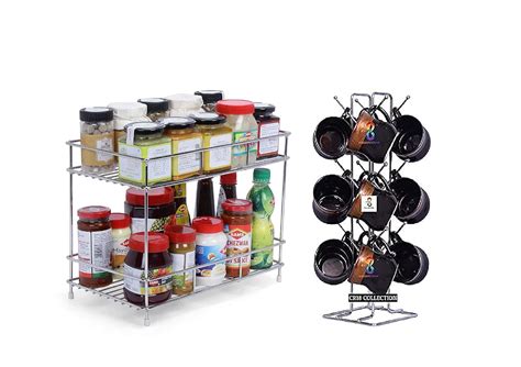 CR18 COLLECTION Big Size Stainless Steel 2 Layer Kitchen Spice Rack ...