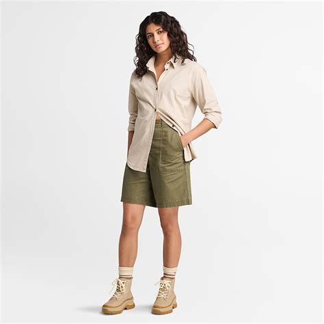 Linen Bermuda Short for Women in Green
