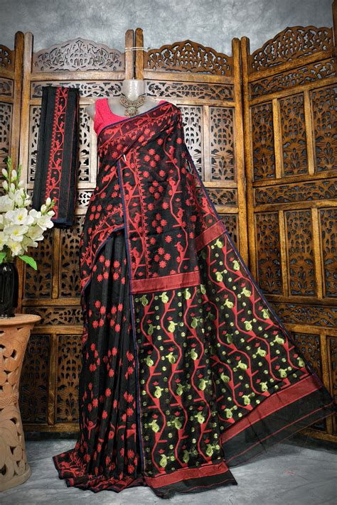 Kagojer Nouka Dhakai Jamdani Saree – Monamaar