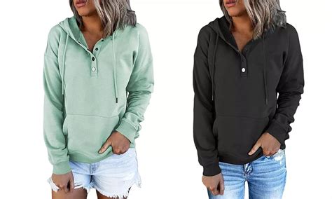Up To 82% Off on Womens Button Down Hoodies Dr... | Groupon Goods