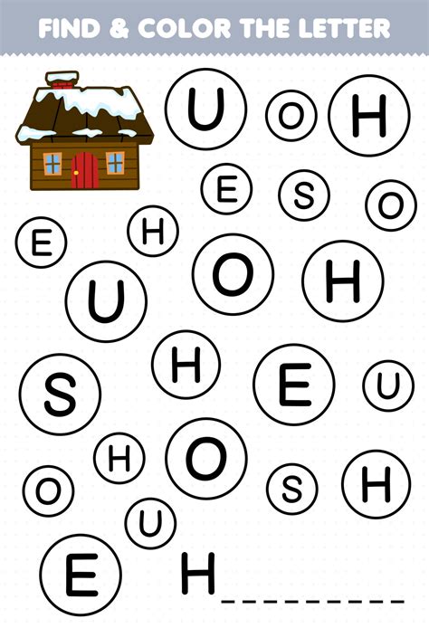 juego educativo para niños encuentra y colorea la letra h para la hoja de trabajo de invierno ...
