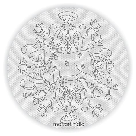 Pichwai Cow Pre-Marked Canvas– Hobby Decor Pvt Ltd