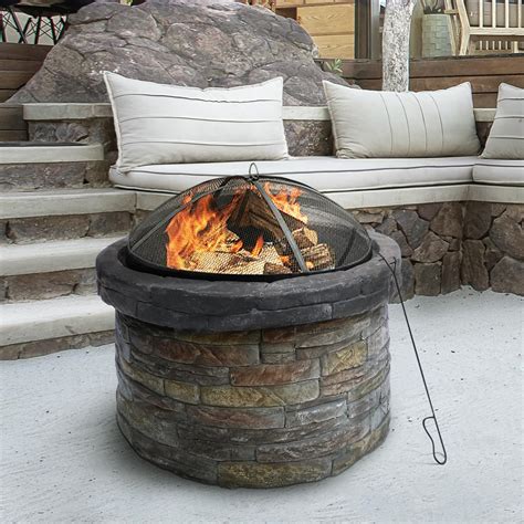 Stone Wood Burning Fire Pit Colonial Stone Outdoor Fireplace Kit