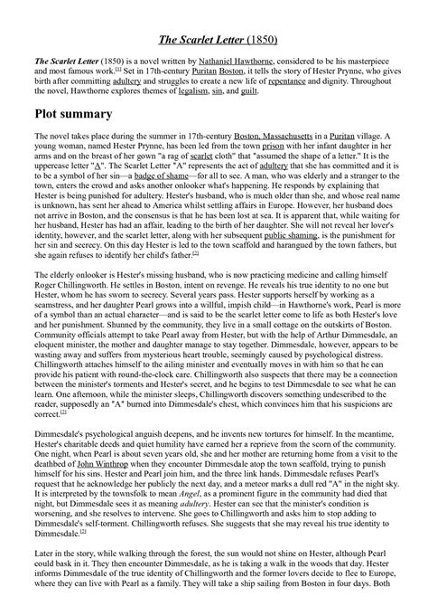 The Scarlet Letter Summary ~ Thankyou Letter