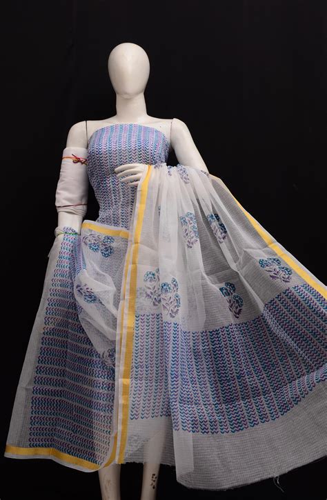 Kota Doria Hand Block Printed Suit - Design No. 18 – Trend In Need