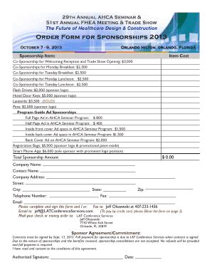 Fillable Online AHCA Sponsorship Application & Contract Form.pdf Fax ...