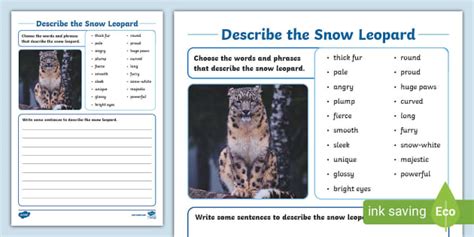 Describe the Snow Leopard Writing Activity,Arctic Animals