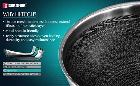Buy Bergner Hitech Triply Non-Stick 24 cm Tasla, 2.5 L Tasra with Non ...
