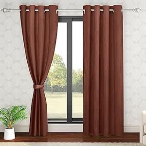 Buy HOKIPO Ice Crush Polyester Fabric Curtains 5 Feet Long Set of 2 ...