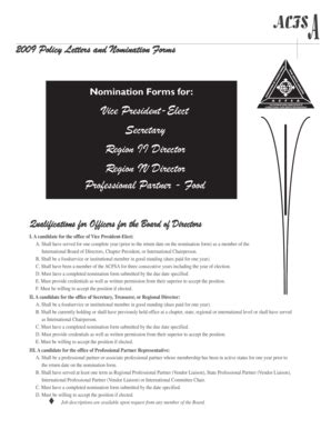 Fillable Online Nomination Forms for - ACFSA Fax Email Print - pdfFiller