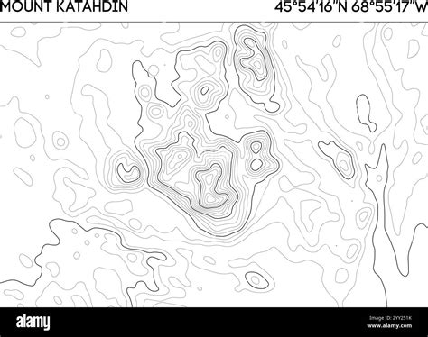 Topographic contour map of Mount Katahdin featuring elevation lines and ...
