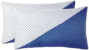 Amazon Brand - Solimo Premium Bed Pillow, Diagonal Blue and White, 17 x ...