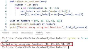 Python Program Selection Sort 的图像结果