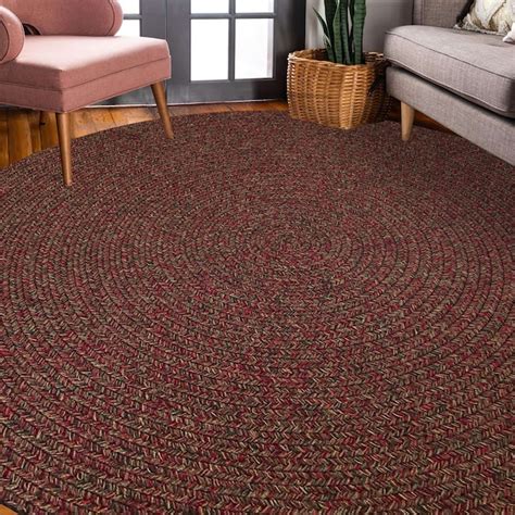 Rhody Rug 6 X 6 (ft) Braided Sangria Round Indoor/Outdoor Geometric ...