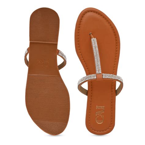 Shimmer Tstrap Tan Flats – The CAI Store