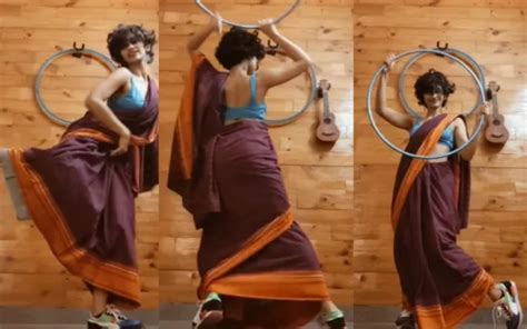 Woman in Saree & Sneakers Hula-Hoops to ‘Genda Phool’, Netizens Are ...