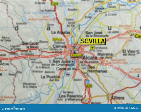 Seville City on Map, Spain stock photo. Image of tourism - 139004450