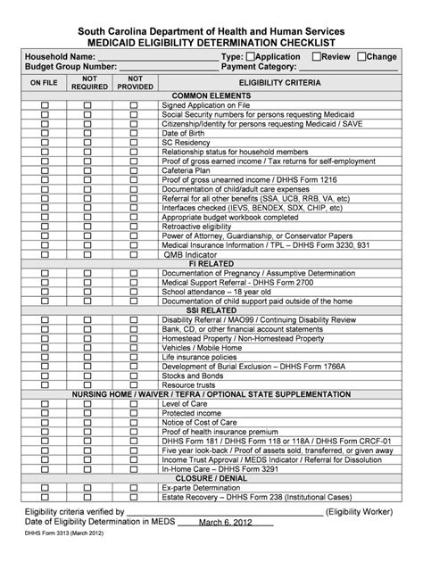 Fillable Online www1 scdhhs DRAFT 3313 Medicaid Eligibility ...