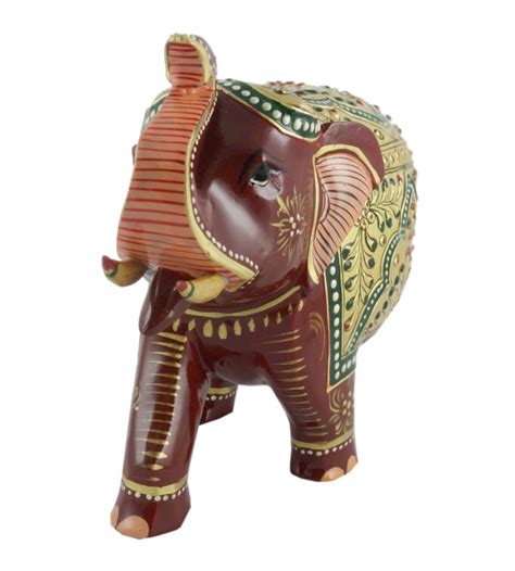 Kadamba wood Handcrafted and Hand painted Elephant with Patha Design
