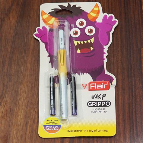 Flair GRIPPO Grey Color Designed Body With Yellow Color Grip Fine Nib ...