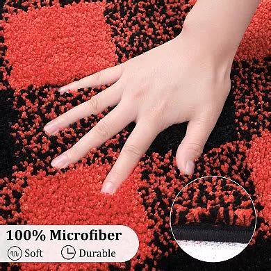 Microfiber Plaid Bathroom Rugs Extra Soft Fluffy Absorbent Bath Rug, 17 ...