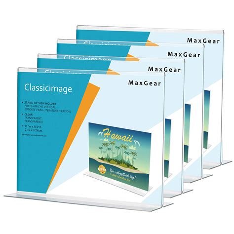 Buy MaxGear Acrylic Sign Holder 8.5 x 11 inches 4 Pack, Horizontal ...