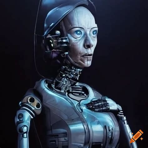 Marvel style, a humanoid doctor robot auscultating an elderly man on ...