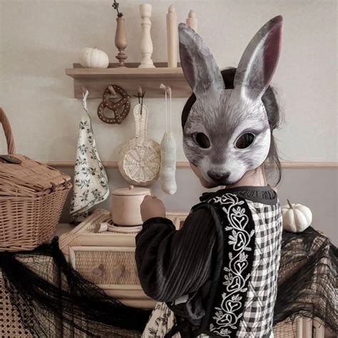 Kids Women Vintage Classic Animal Mask Winter Rabbit Half Mask Bunny ...