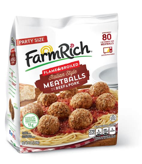 Farm Rich Flame Broiled Italian Style Meatballs, Fully Cooked, High ...