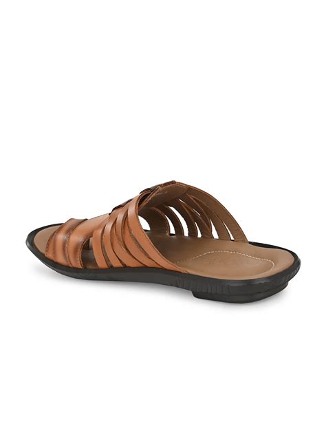 HITZ97106 Men's Tan Leather Daily Wear Open Slipper – Hitz Shoes Online