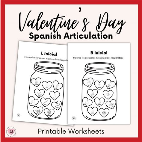 Valentines Day Spanish Articulation Worksheets for Speech Therapy ...