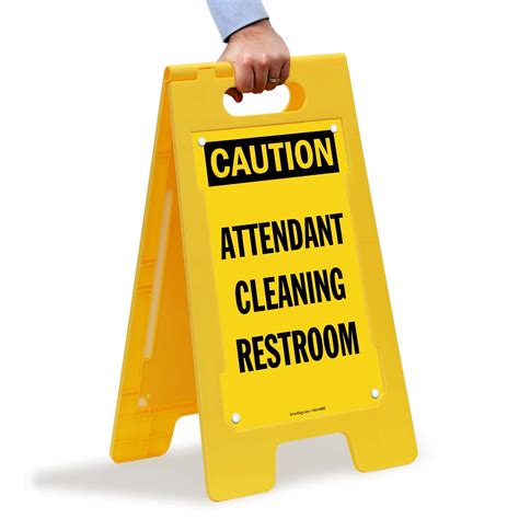 Buy SmartSign 25 x 12 inch “Caution - Attendant Cleaning Restroom” Two ...
