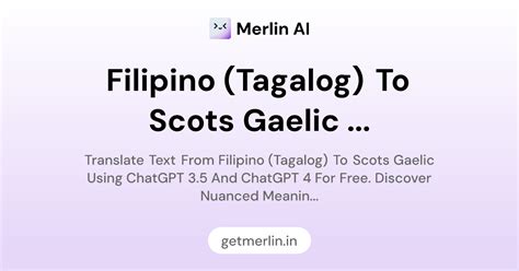 Filipino (Tagalog) to Scots Gaelic Translator